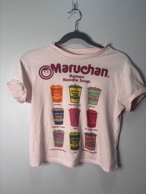 Maruchan Ramen Noodle Soup Graphic T-Shirt Pink Womens Size S Short Sleeve Tee